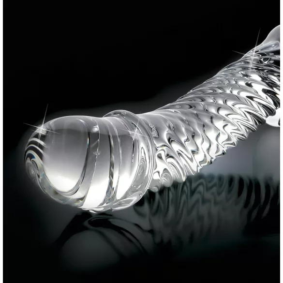 Icicles No. 61 - stiklinis dildo su sėklidėmis ir penius - permatomas