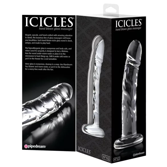 Icicles No. 62 - stiklinis dildo su peniu - skaidrus