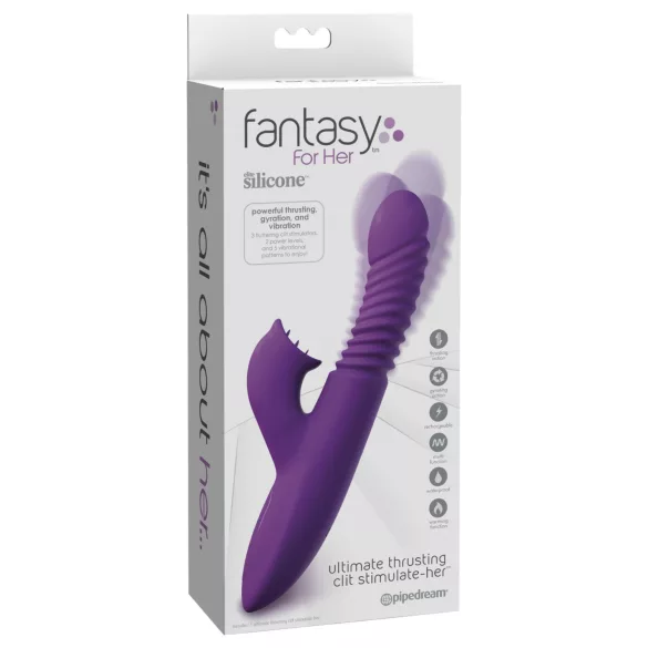Fantasy For Her - 3 az 1‑yje stūmoklinis vibratorius su šildymo funkcija (violetinis)