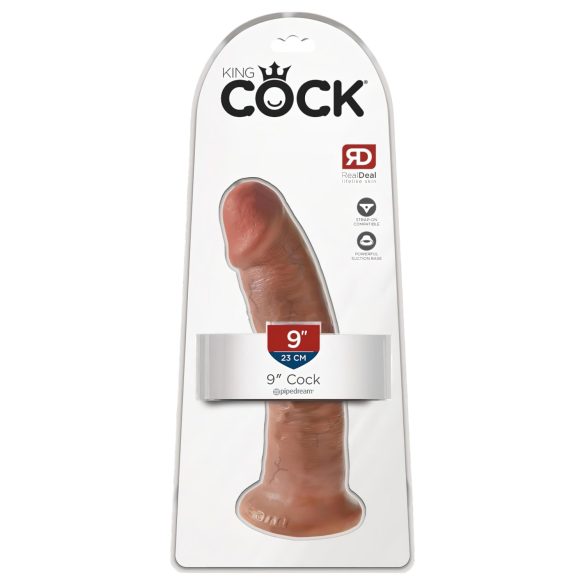 King Cock 9 - tikros didelis dildo su siurbtuku (23 cm) - tamsus natūralus