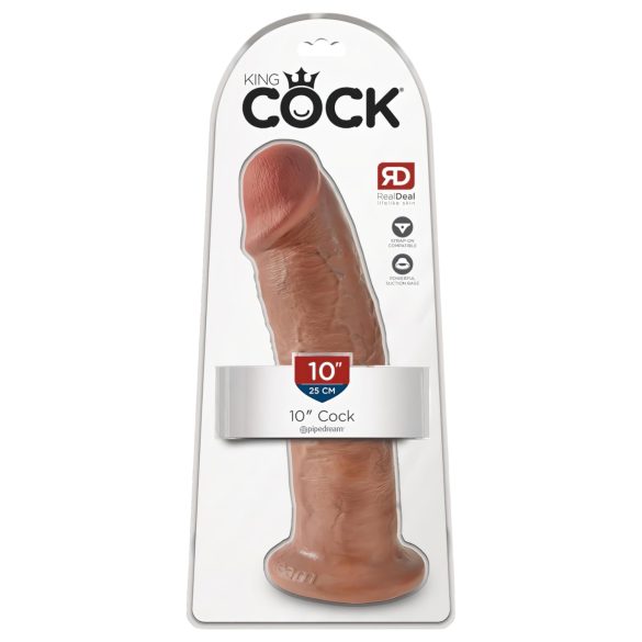 King Cock 10 - didelis siurbtukas dildo (25cm) - tamsus natūralus