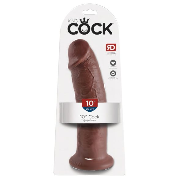 King Cock 10 - didelis prisisiurbiantis dildo (25cm) - rudas