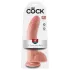 King Cock 9 - didelis dildo su sėklidėmis ir stipria siurbtuko pagrindu (23 cm, kūno spalvos)