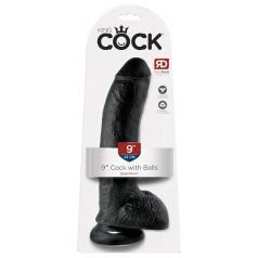   King Cock 9 - didelis dildo su sėklidėmis ir siurbtuku - juodas 23 cm