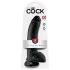 King Cock 9 - didelis juodas dildo su siurbtuku ir prisiūtais papildymais (23 cm)