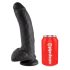 King Cock 9 - didelis juodas dildo su siurbtuku ir prisiūtais papildymais (23 cm)