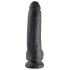 King Cock 9 - didelis juodas dildo su siurbtuku ir prisiūtais papildymais (23 cm)