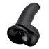 King Cock 9 - didelis juodas dildo su siurbtuku ir prisiūtais papildymais (23 cm)