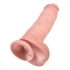 King Cock 11 - siurbtukas, su sėklidėmis (28cm) - natūrali spalva