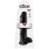 King Cock 11 - juodas didelis, prisisiurbiantis dildo su sėklidėmis (28cm)