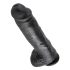 King Cock 11 - juodas didelis, prisisiurbiantis dildo su sėklidėmis (28cm)
