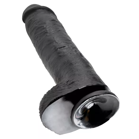 King Cock 11 - dildo su kapšeliu ir siurbtuku - juodas 28 cm