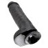King Cock 11 - juodas didelis, prisisiurbiantis dildo su sėklidėmis (28cm)