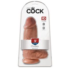 King Cock 9 Chubby - tvirtas lipnus dildo (23cm) - tamsus natūralus   King Cock 9 Chubby - tvirtas lipnus dildo (23cm) - tamsus natūralus