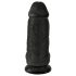 King Cock 9 Chubby - juodos spalvos, sėklidės turintis dildo su siurbtuku (23 cm)