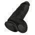 King Cock 9 Chubby - juodos spalvos, sėklidės turintis dildo su siurbtuku (23 cm)