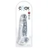 King Cock Clear 8 - dildo su sėklidėmis ir siurbtuku - permatomas 20 cm