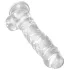 King Cock Clear 8 - dildo su sėklidėmis ir siurbtuku - permatomas 20 cm