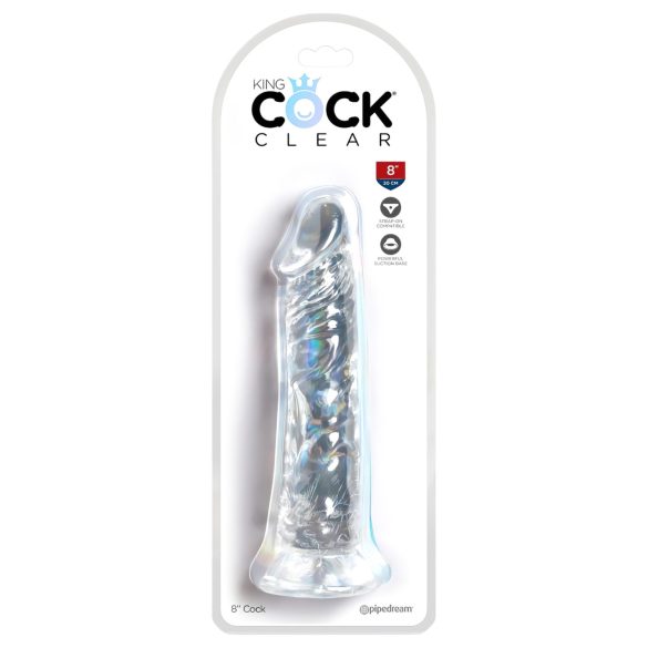 King Cock Clear 8 - siurbtuku pritvirtintas, didelis dildo (20 cm)