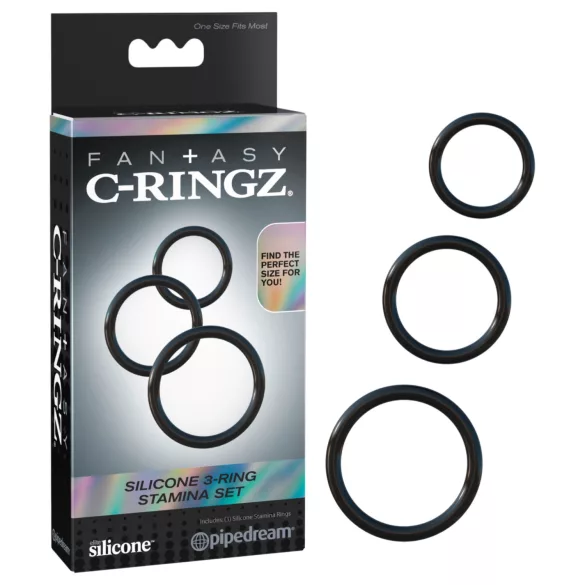 Fantasy C-Ringz - penio žiedų rinkinys - juodi
