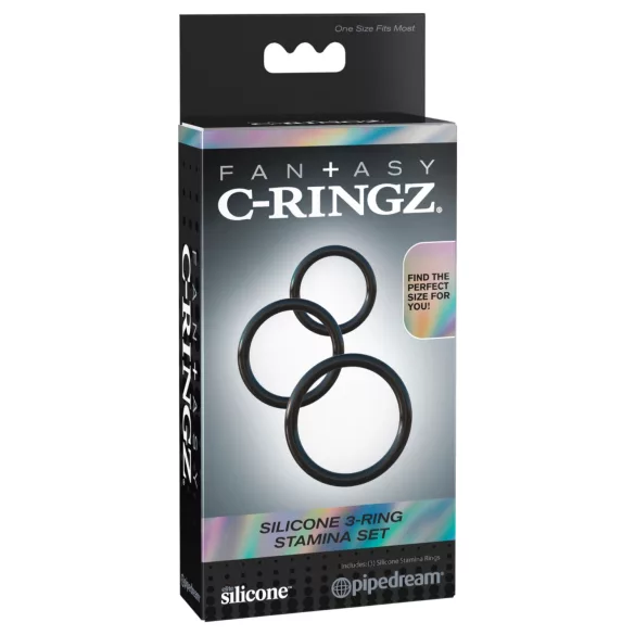 Fantasy C-Ringz - penio žiedų rinkinys - juodi