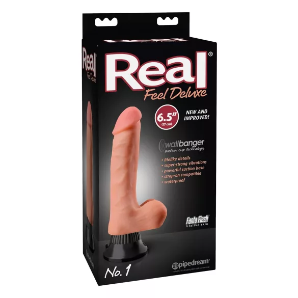 Real Feel Deluxe No.1 - realistiškas vibruojantis dildo su sėklidėmis
