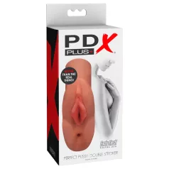   PDX - dvigubas masturbatorius - 2in1 realistiškas - tamsi natūrali spalva