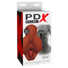  PDX Pick Your Pleasure - 2 viename realistiškas masturbatorius (rudas)