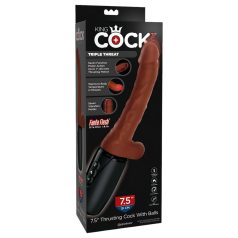   King Cock Plus 7,5 - su kiaušinėliais atstumiantis vibratorius (rudas)