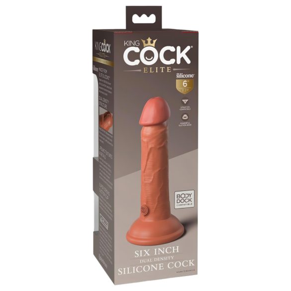 King Cock Elite 6 - lipnus, tikroviškas dildo (15 cm) - tamsus