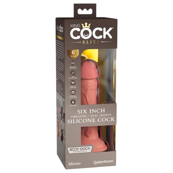 King Cock Elite 6 - realistiškas vibratorius 15 cm - tamsi kūno spalva
