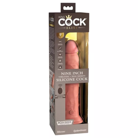 King Cock Elite 9 - vibratorius su siurbtuku 23 cm - kūno spalvos