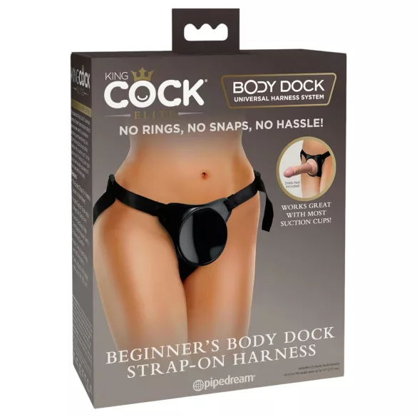 King Cock Elite - strap-on diržas pradedantiesiems - juoda