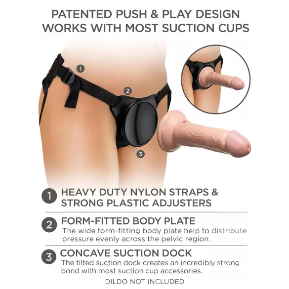 King Cock Elite - strap-on diržas pradedantiesiems - juoda