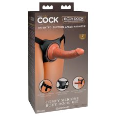   King Cock Elite Comfy - patogus prisegamas dildo su diržu (tamsi natūrali)