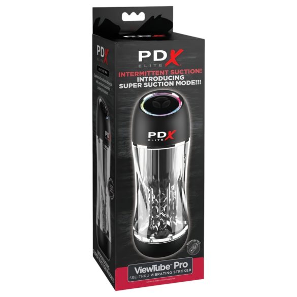 PDX ViewTube Pro - masturbatorius vyrams su siurbimu ir vibracija - juodas