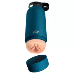   Fuck Flask Private Pleaser - masturbuoklis butelyje - mėlynas/kūno spalvos