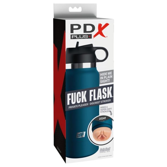 Fuck Flask Private Pleaser - masturbuoklis butelyje - mėlynas/kūno spalvos