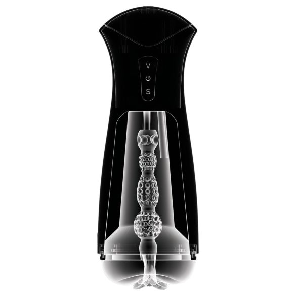 PDX Elite - vibruojantis, siurbimo masturbatorius - juodas