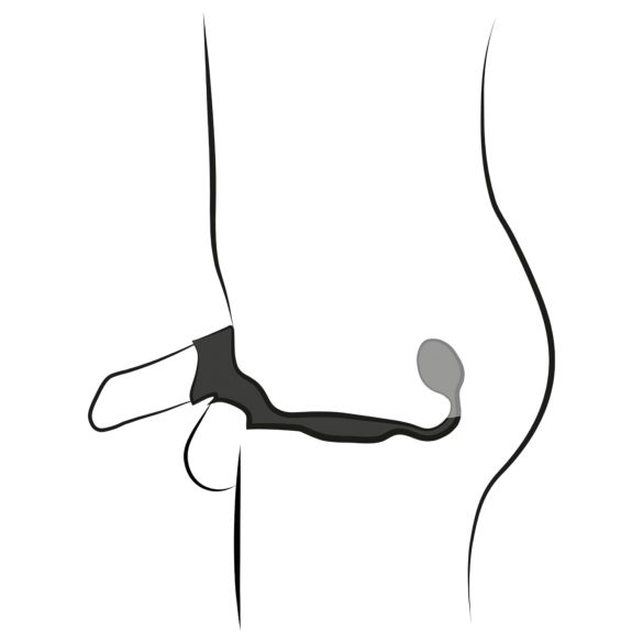 Rebel - penio ir sėklidžių žiedas su analiniu vibratoriumi - juodas