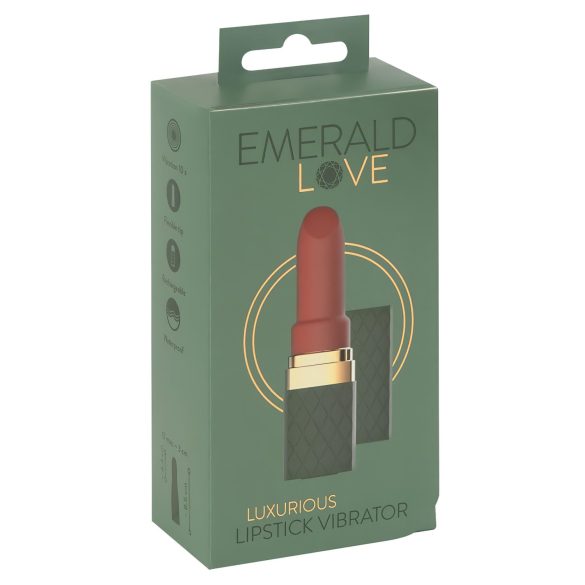 Emerald Love - vandeniui atsparus raudonas vibratorius lūpdažis - įkraunamas