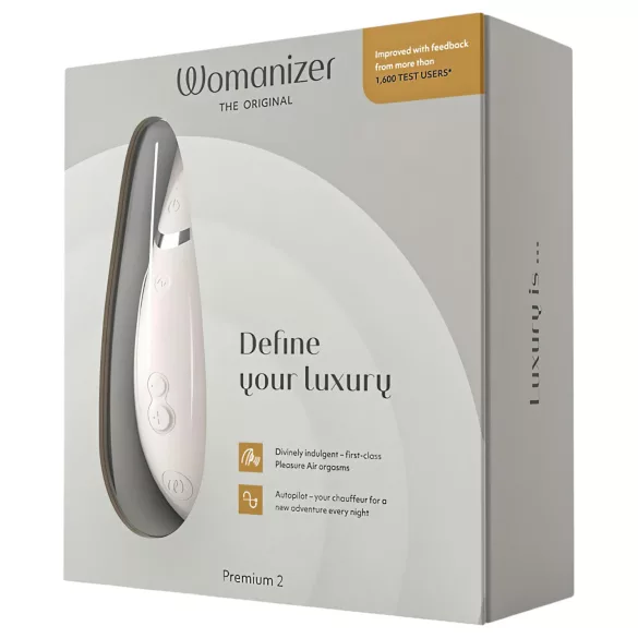 Womanizer Premium 2 - klitorio stimuliatorius oro bangomis - baltas