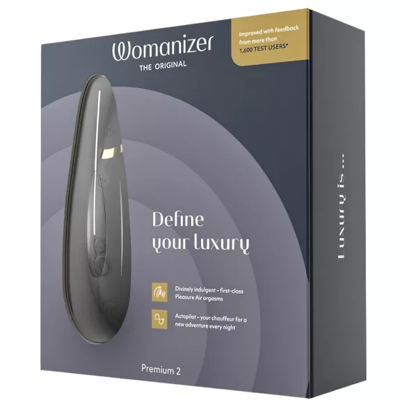 Womanizer Premium 2 - klitorio stimuliatorius su oro bangomis - juodas