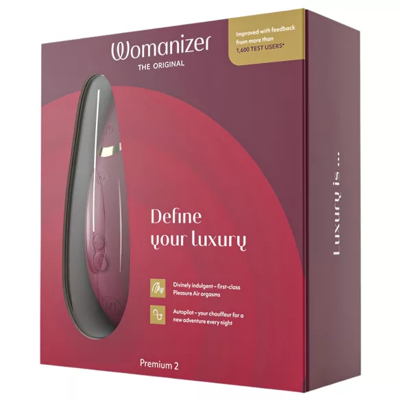 Womanizer Premium 2 - klitorio stimuliatorius su oro bangomis - raudonas