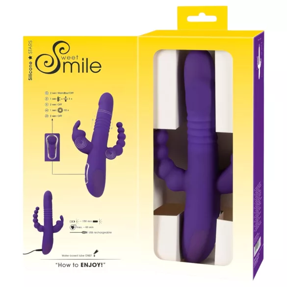 SMILE Triple - trijų funkcijų vibratorius su sukančia ir stumiančia galvute