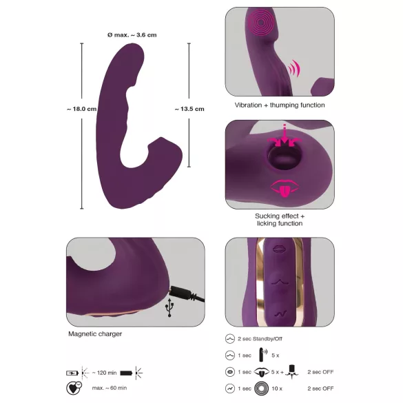 Javida - 4in1 klitorio stimuliatorius vibratorius - violetinis