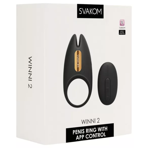Svakom Winni 2 - vibracinis penio žiedas su programėle ir nuotolinio valdymo pulteliu (juodas)