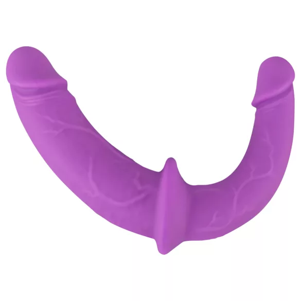 SMILE - dvigubas prisegamas dildo su kelnaitėmis - violetinė/juoda
