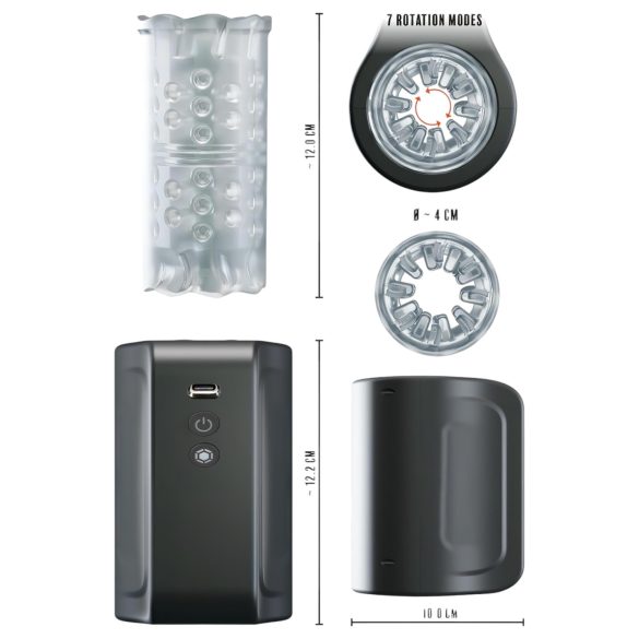 Rebel - vandeniui atsparus besisukantis masturbatorius - juodas