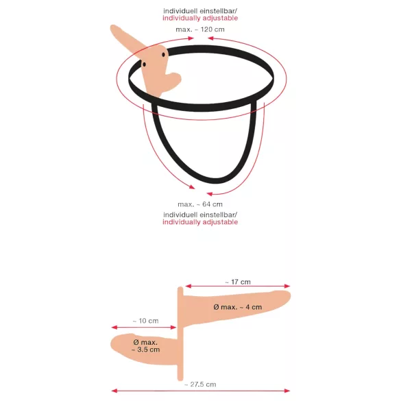 You2Toys - prisegamas dvigubas vibratorius - kūno spalvos